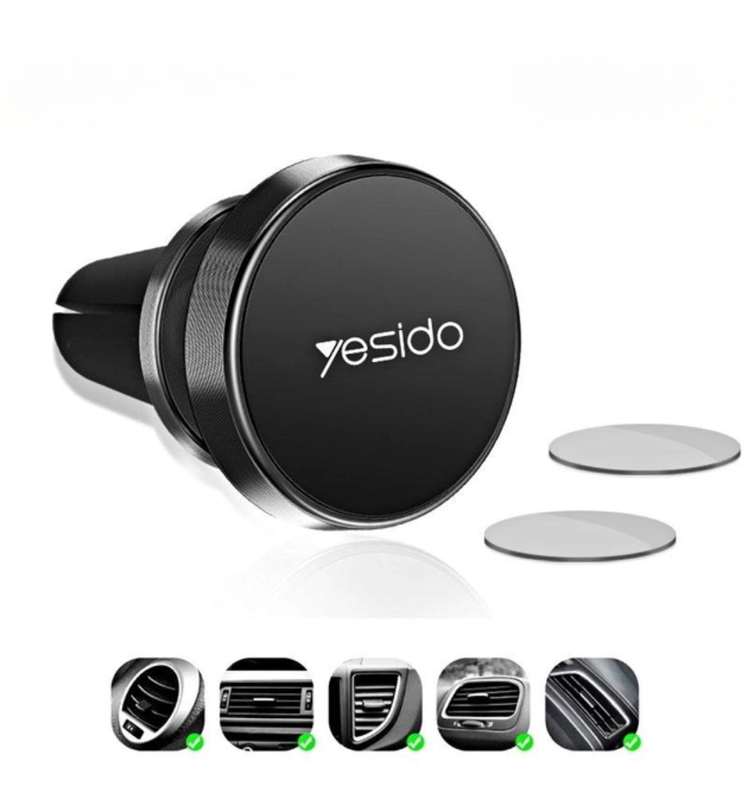 YESIDO C57 Magnetic Car Air Vent Phone Holder showing phone securely attached with magnets.