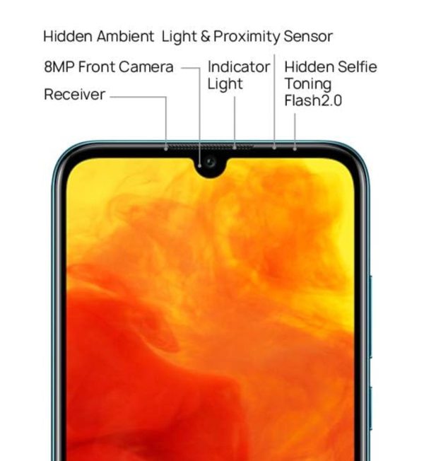 Image of a person holding the Y6 2019 and viewing content on the expansive display.