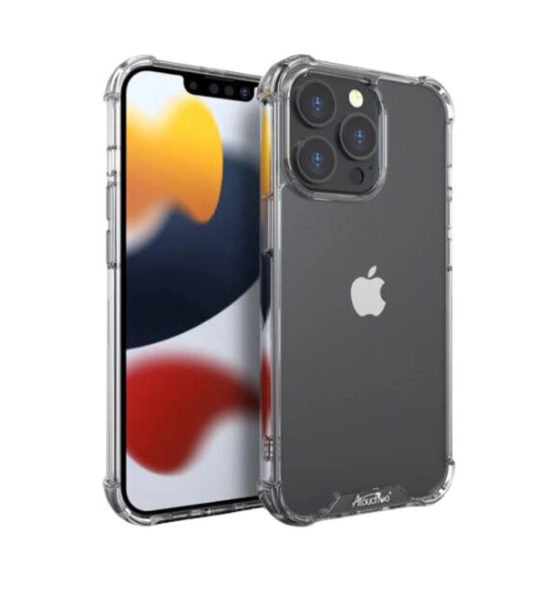 Close-up image of the KingKong iPhone 14 Pro transparent Case Full Protection Anti-Drop Transparent Cover, showcasing its crystal clarity and precise cutouts around the pro camera system. Text overlay: "KingKong: Unmatched Drop Protection for iPhone 14 Pro in Stunning Clarity.