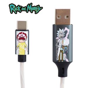 Power Up in Style: Ditch the boring charger! This Rick and Morty Type C Charging Cable features mesmerizing LED lights & Rick & Morty motifs. Officially Licensed - The perfect fan gift! (UK)